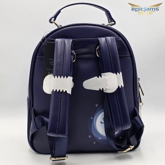 Loungefly Disney Peter Pan Jolly Roger Tinker Bell Blue Mini Backpack Bag New - Picture 5 of 6